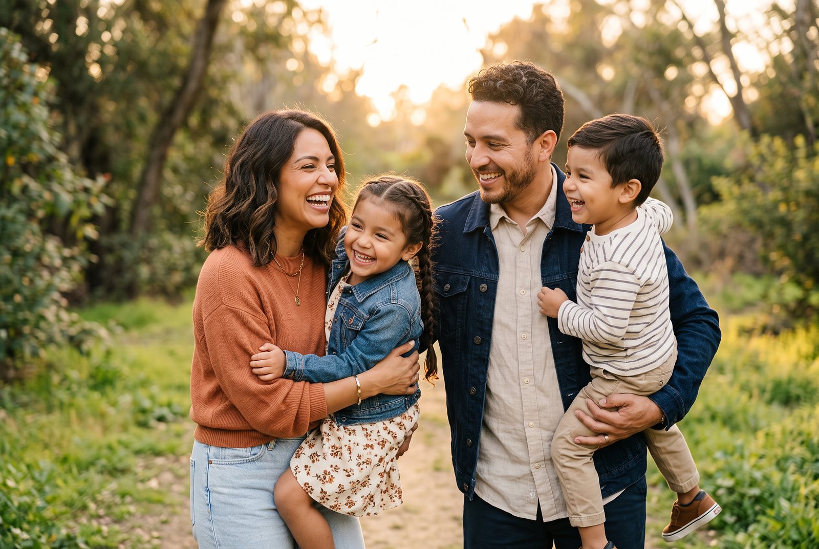 Familia hispana protegida con seguro de vida